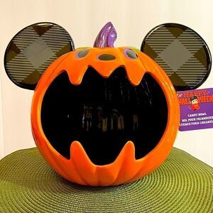 Disney Parks Mickey Mouse Pumpkin Candy Bowl NWT